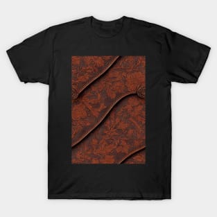 Dark Brown Ornamental Leather Stripes, natural and ecological leather print #39 T-Shirt